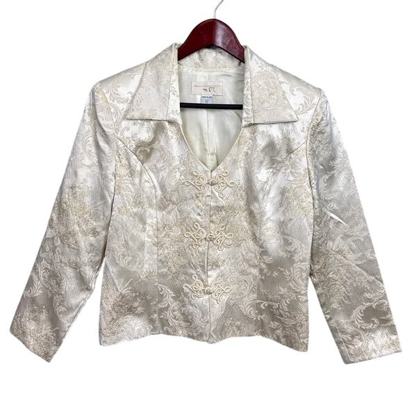 Vintage Scott McClintock Satin Jacket Paisley Pankou Button Size12 Retro Cottage - Picture 1 of 9